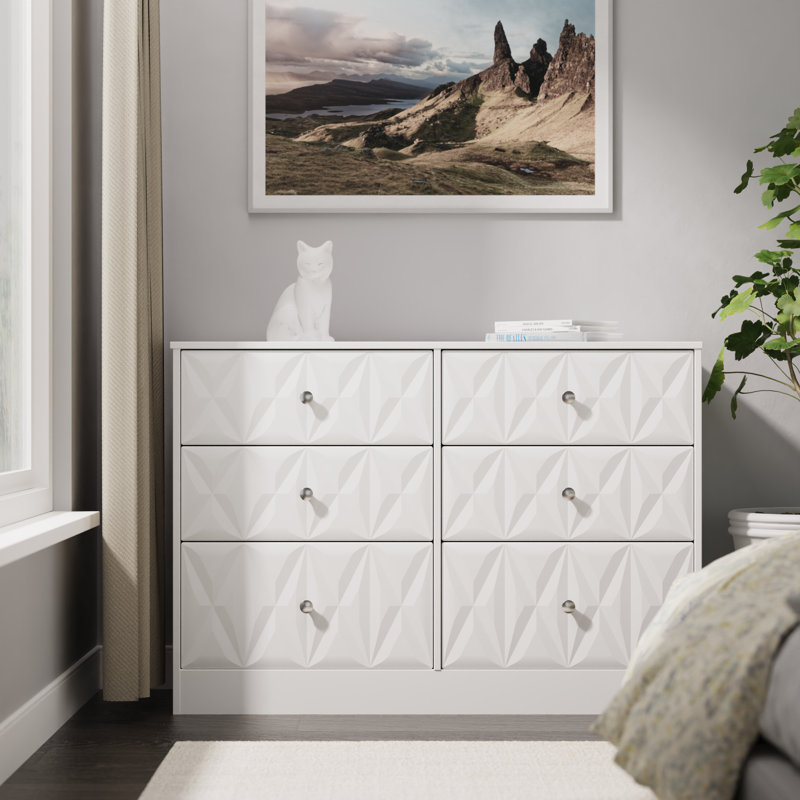 115 cm W Chest of 6 Drawers, White