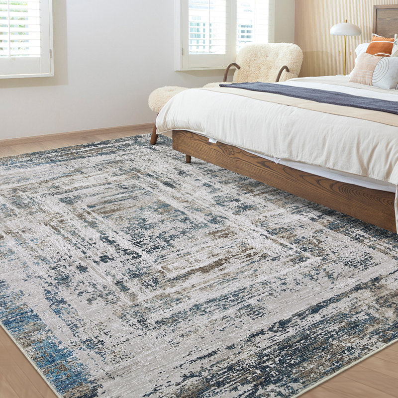 Washable Abstract Area Rug for Living Room Dining Room Geometric Rug, Rectangle 5' x 7'