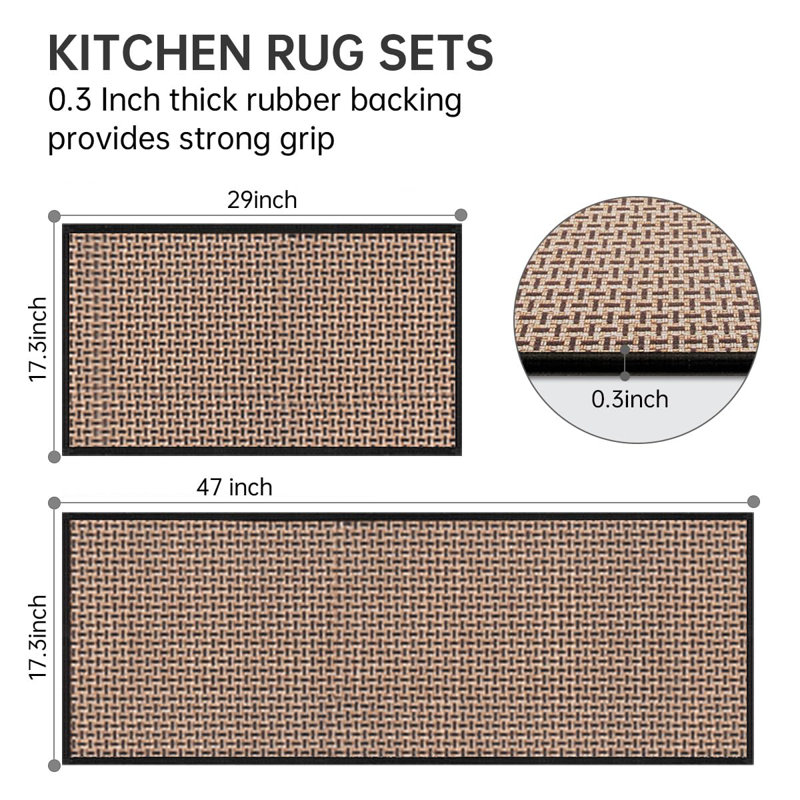 Ensemble de 2 tapis de cuisine antidérapants lavables et antidérapants
