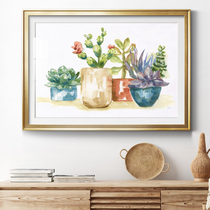 Summer Succulents I - peinture encadrée, H 18,5 po x l 24,5 po x P 1,5 po, Papier avec cadre doré