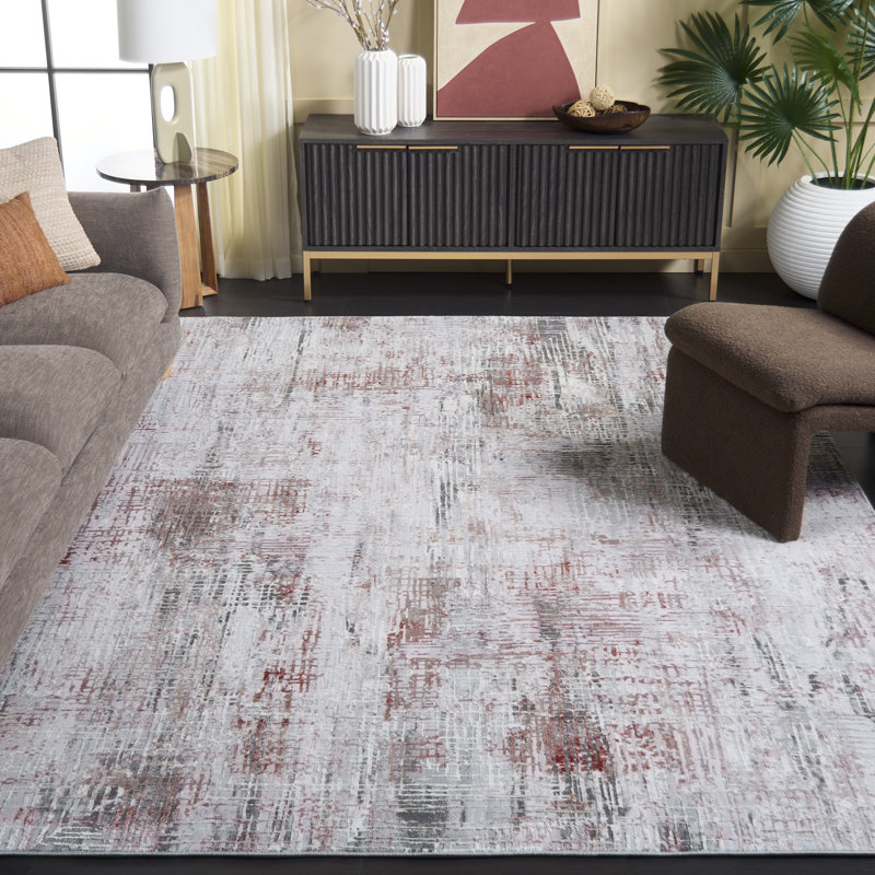 Tapis rouille / gris Vogue 117, Rectangle 8 pi x 10 pi