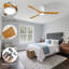 Ventilateur de plafond encastré en bois massif à 3 pales de 42 po avec lumière DEL et télécommande-231659099-231659098