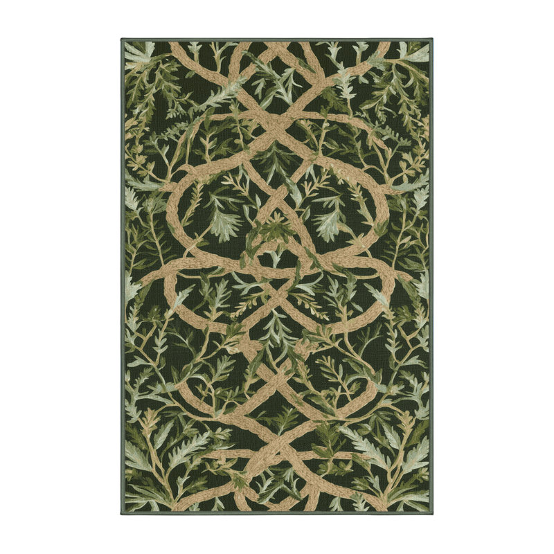 Tapis vert botanique lavable à la machine, Rectangulaire 2 pi x 3 pi