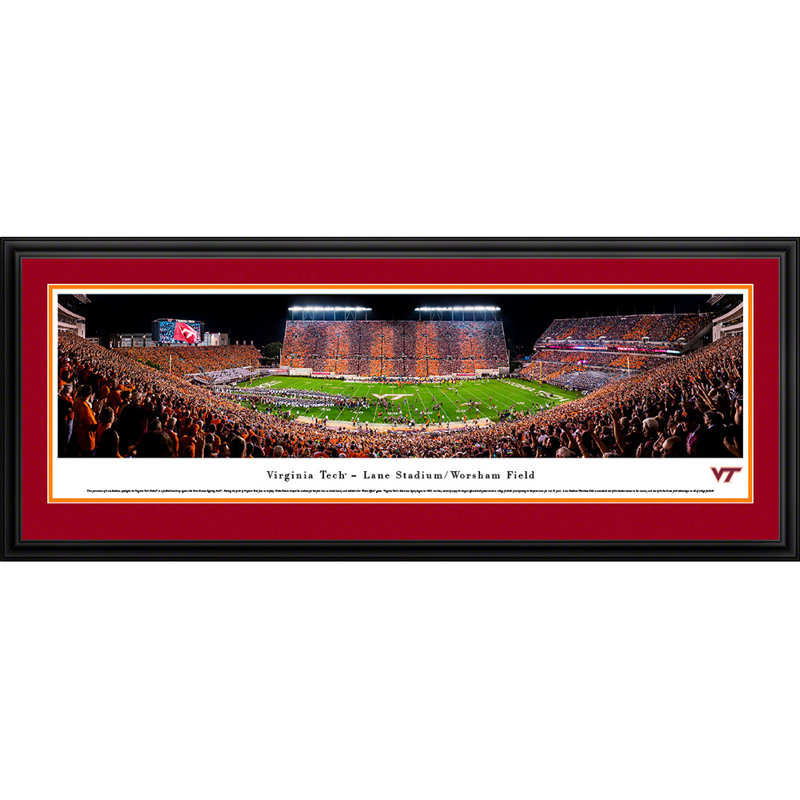 NCAA Virginia Tech Football Panoramic Print, Black Floater Framed, 18" H x 44" W x 0.88" D