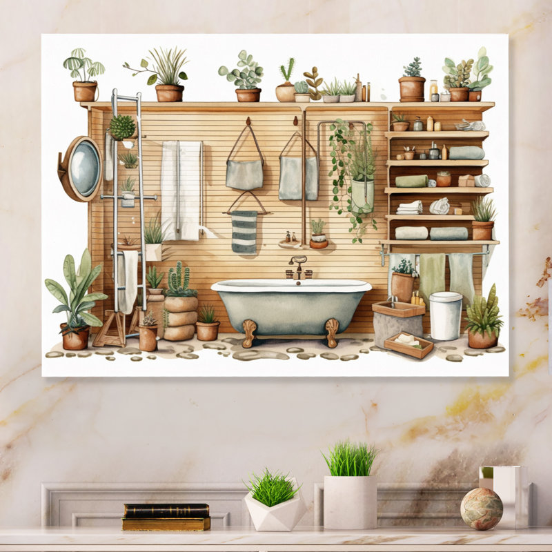 Décor de salle de bain naturel - Impression sans cadre sur métal, H 16 po x l 32 po x P 1 po