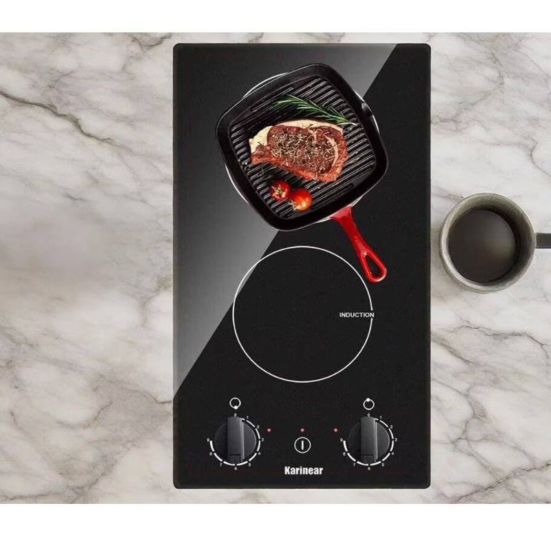 Karinear 2 Burner Induction Cooktop 12 Inch 3500W Knob Control