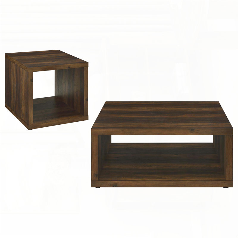 Ensemble 2 pièces tables basses et tables de bout - Design pin foncé, Bois brun foncé