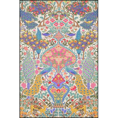 Tapis décoratif lavable floral multicolore à motif géométrique multicolore