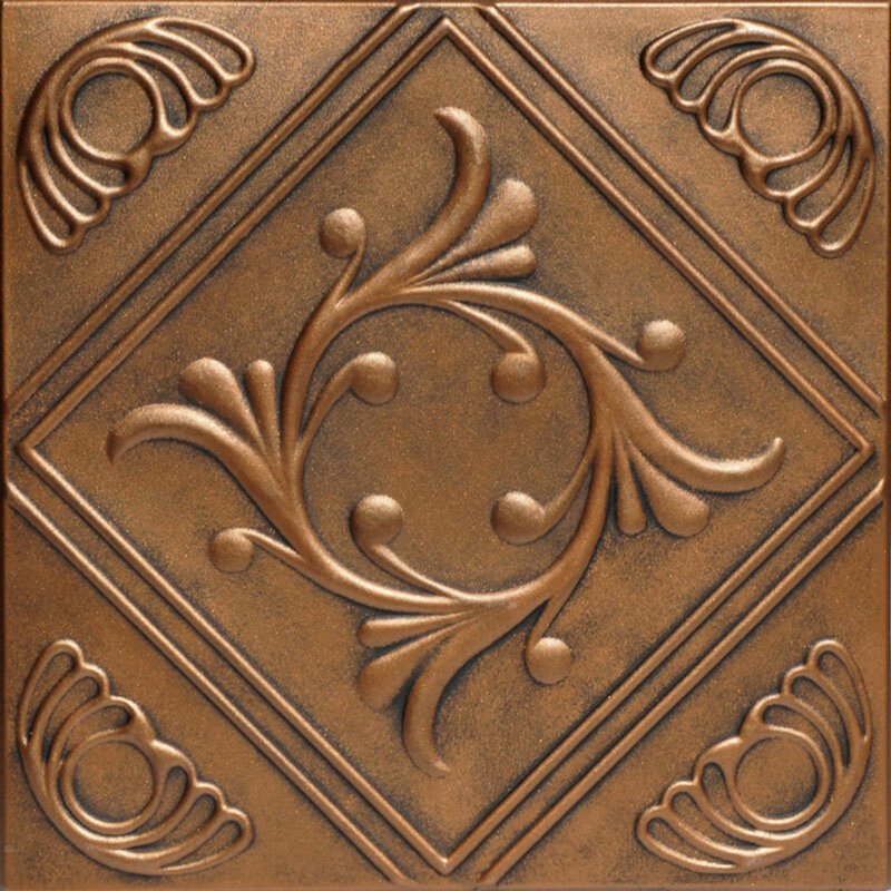 Carreau de plafond en polystyrène recouvert de diamant 1,6 pi x 1,6 pi Diamond Wreath, Bronze antique