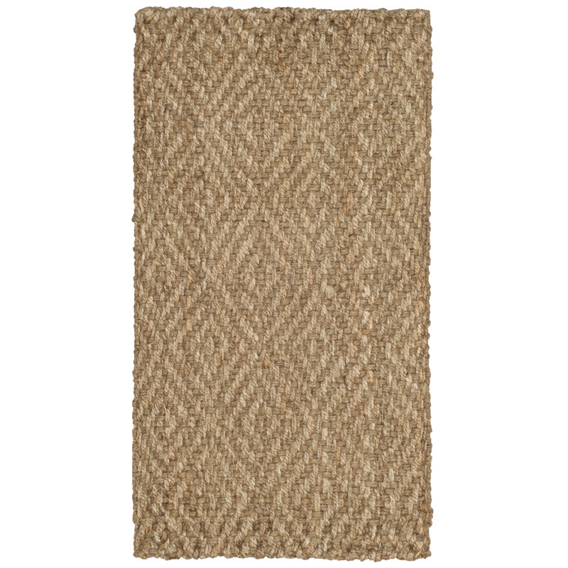 Tapis brun en jute / sisal tissé à plat à la main de couleur erroll Pollux, Rectangle de 2 pi x 3 pi