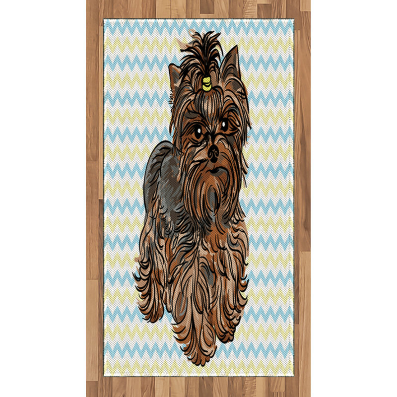 Tapis décoratif en fibre de polyester à haute densité Yorkie, Rectangle 2 pi 7 po x 5 pi