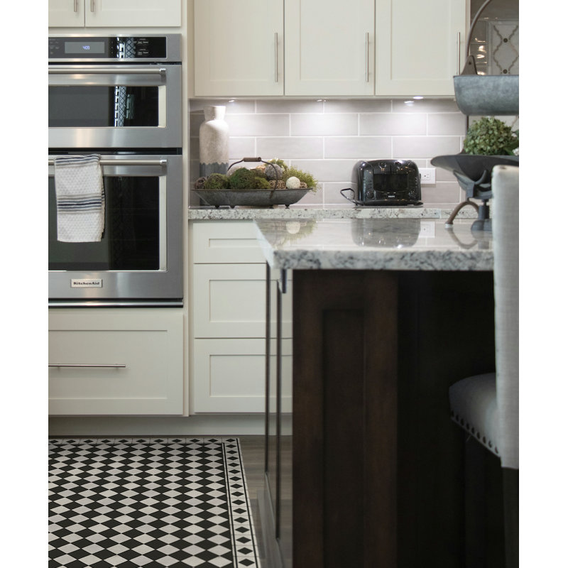 Chess Black Cushioned Kitchen Mat, Rectangle 2' x 3'
