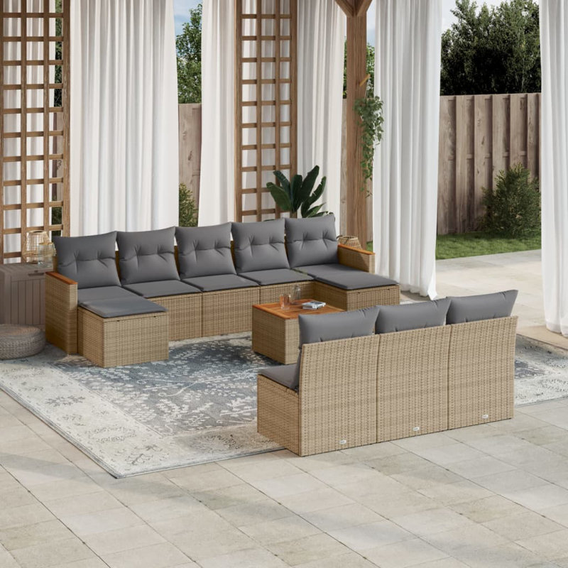  Garden Sofa Set Beige, Light Gray