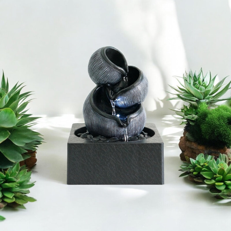 Clumm Weather Resistant Table Top Fountain with Light