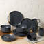 Ensemble 12 pièces de vaisselle en grès avec tasses | Va au micro-ondes et au lave-vaisselle | Ensemble d'assiettes à dîner non toxiques | Ustensiles de cuisine empilables glaçure matte pour 3-129694225