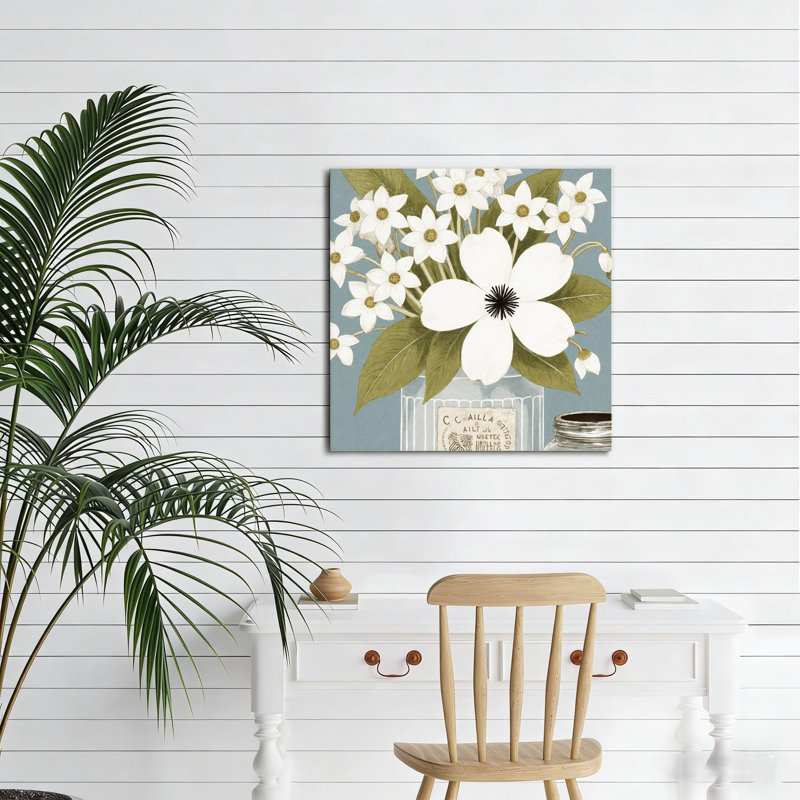 Bouquet de cornouiller blanc, art mural, 16 x 16