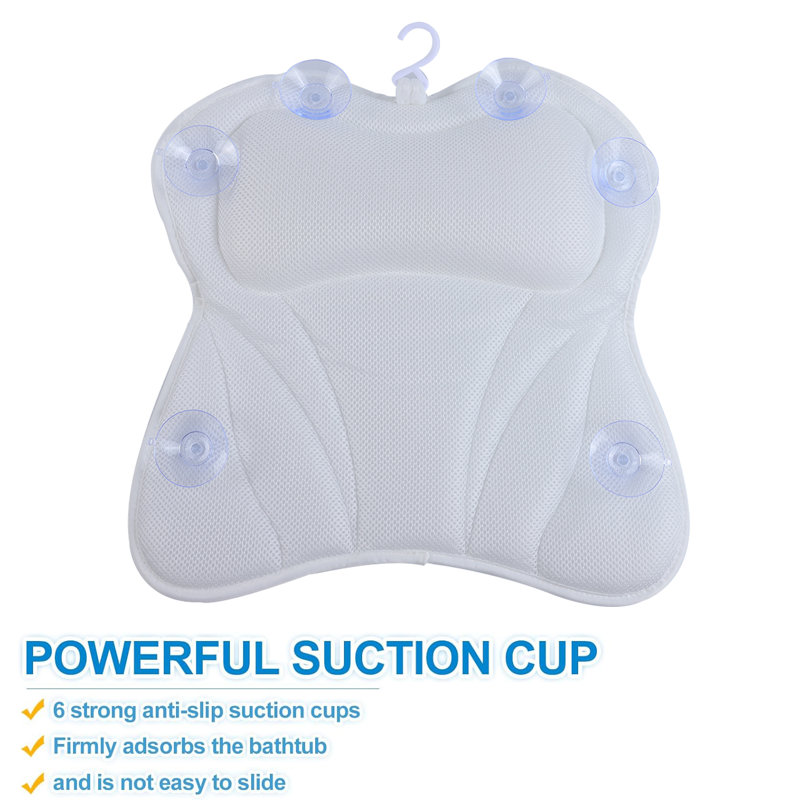 Coussins de bain pour soutien de cou et de dos de baignoire, accessoires de baignoire, cadeaux de spa pour femmes, Blanc
