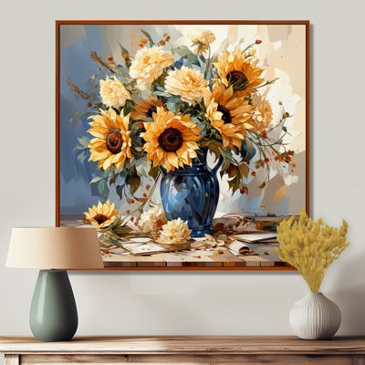 Bouquet de tournesols rétro nature morte - art mural tournesols pour le salon