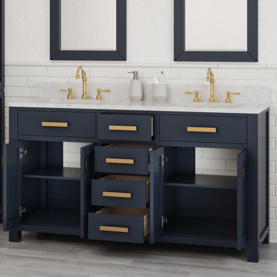 Minnetrista Double Bathroom Vanity with Marble Top