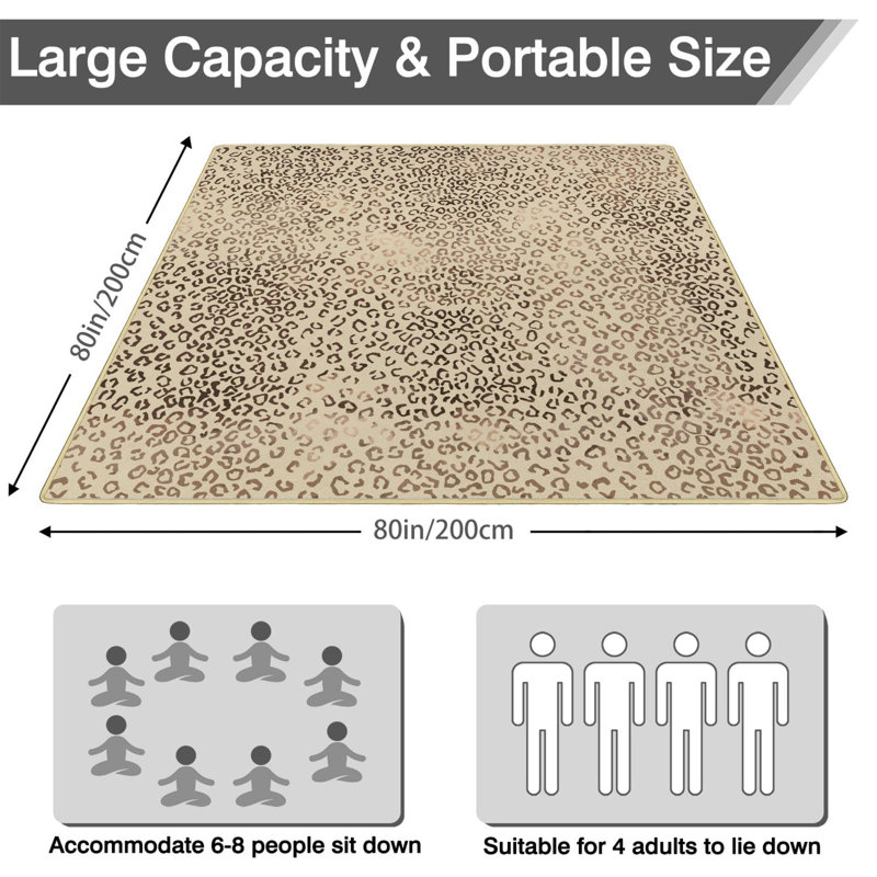 Waterproof Picnic Blanket, 3-Layer, (Leopard)
