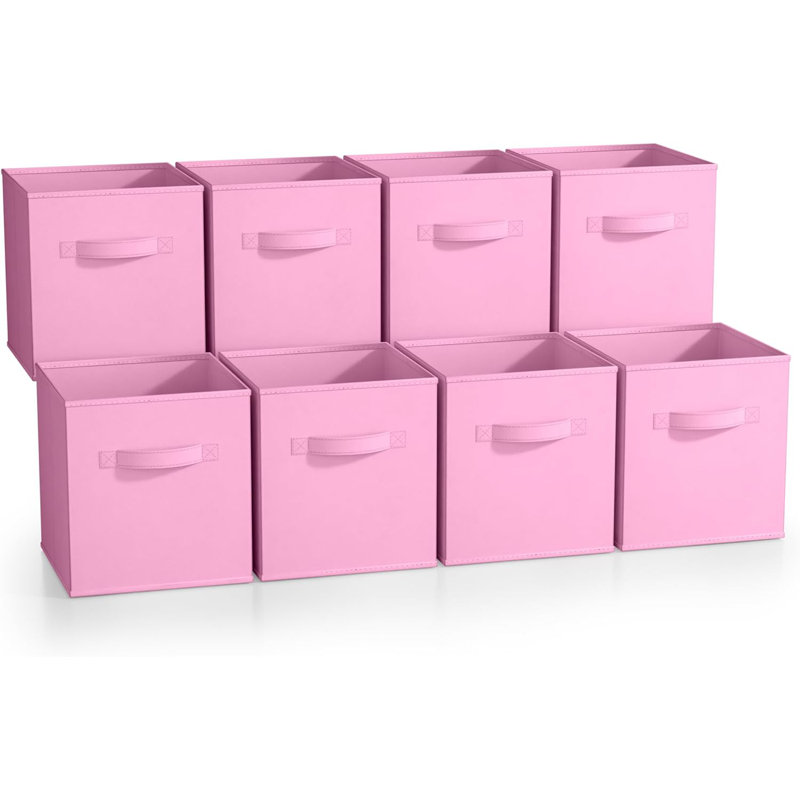 8 Pack 11" Foldable Storage Cubes with Handles, Pink