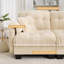 Canapé modulaire rembourré 100,7 po capitonné avec repose-pieds, garniture à pompons et 2 coussins décoratifs-328646787-328646790