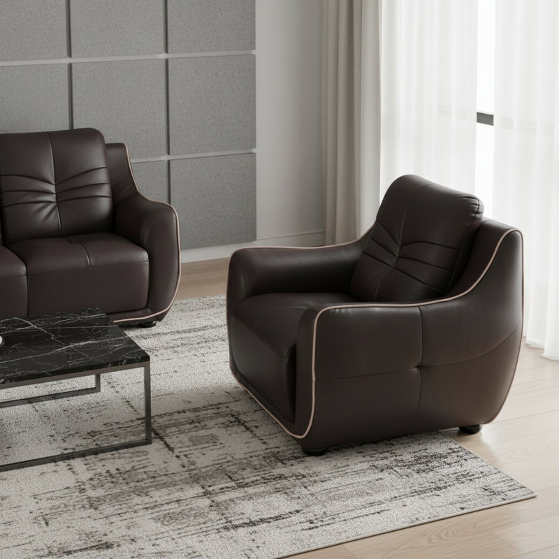 49" Brown Tufted Leather Match Club Chair
