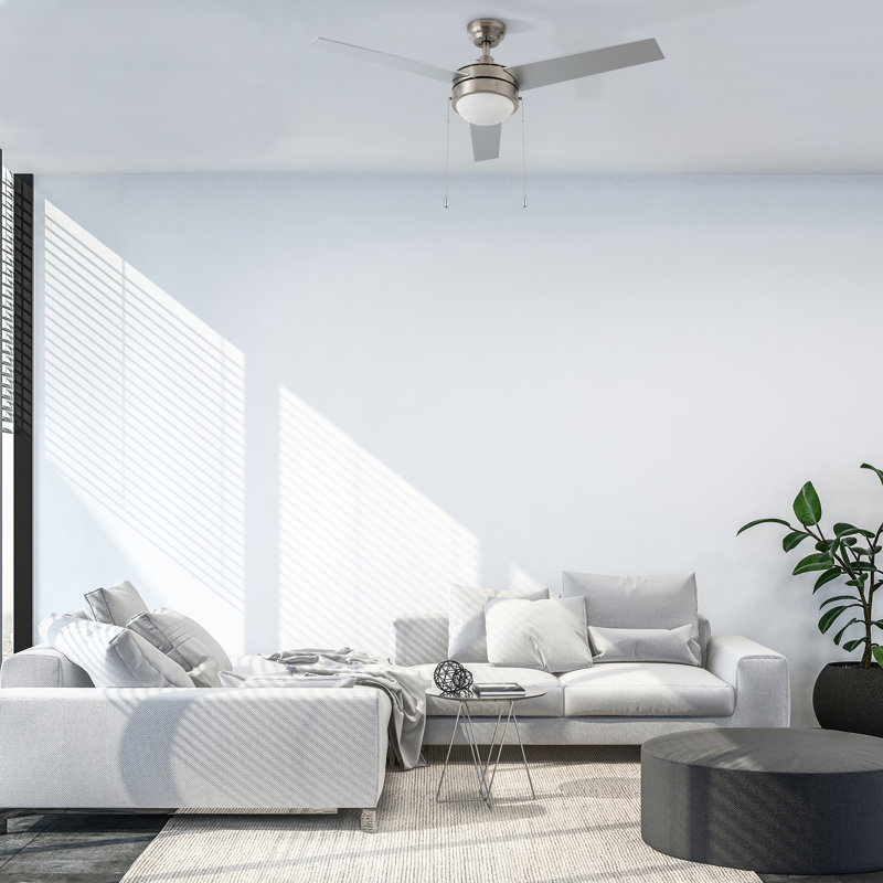 52" 3-Blade Standard Ceiling Fan with pull chains, Light Kit Included