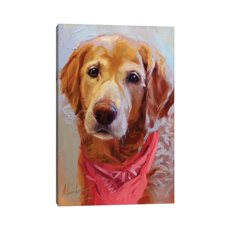 Yellow Labrador With Pink Bandana by Alex Movchun - No Frame Gallery-Wrapped Canvas Giclée on Canvas, 66.04cm H x 45.72cm W