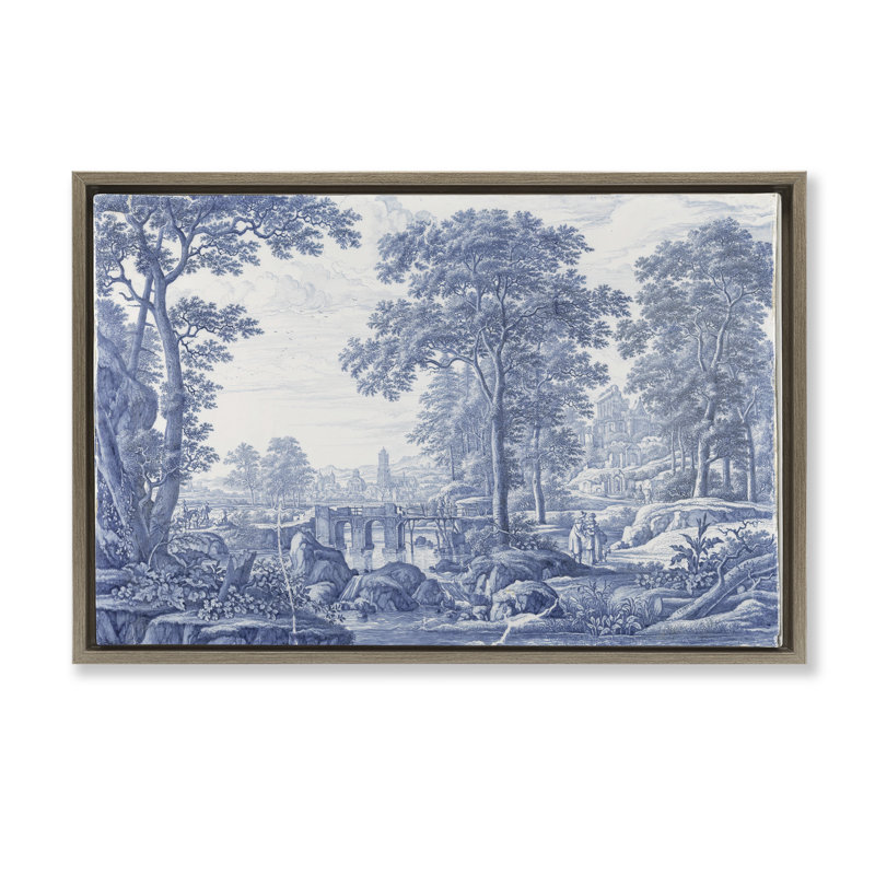 Cadre flottant vintage en toile teintée bleu, design Vintage Hustle, H 17 po x l 25 po, Cadre flottant orme Montalcino
