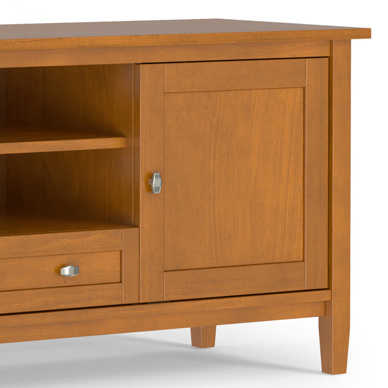 Light Golden Brown Solid Wood 60" TV Media Stand with Cabinets