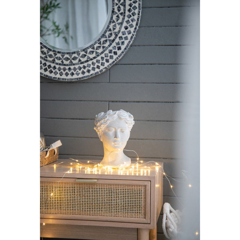 Greek Style Cement Head Planter - Indoor Outdoor Home Garden Decor, D6" X 9"