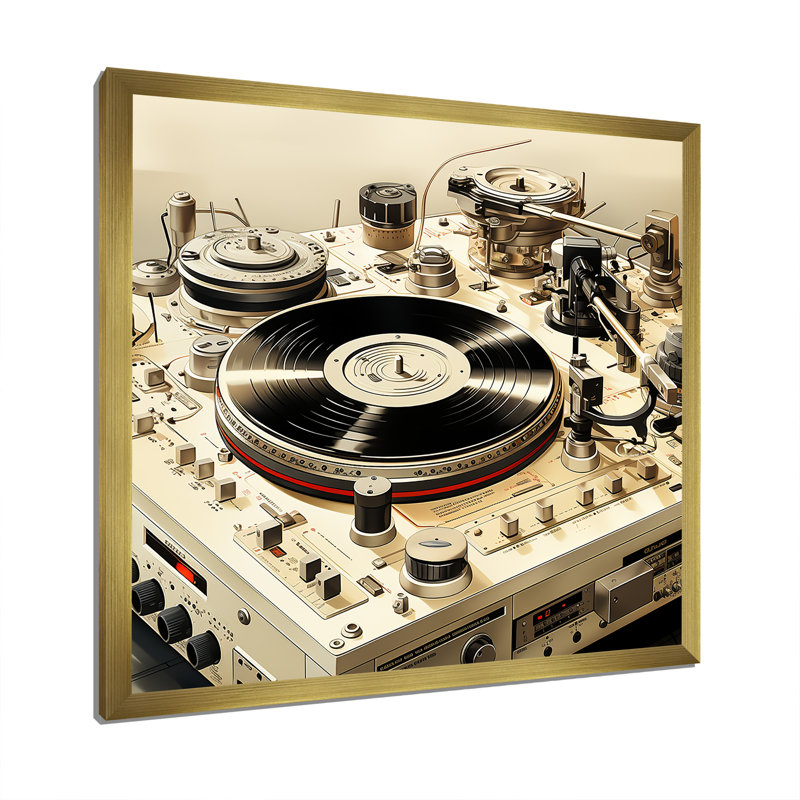 Art mural rétro vinyle vinyle Melody II - Platines, H 16 po x l 16 po, Or