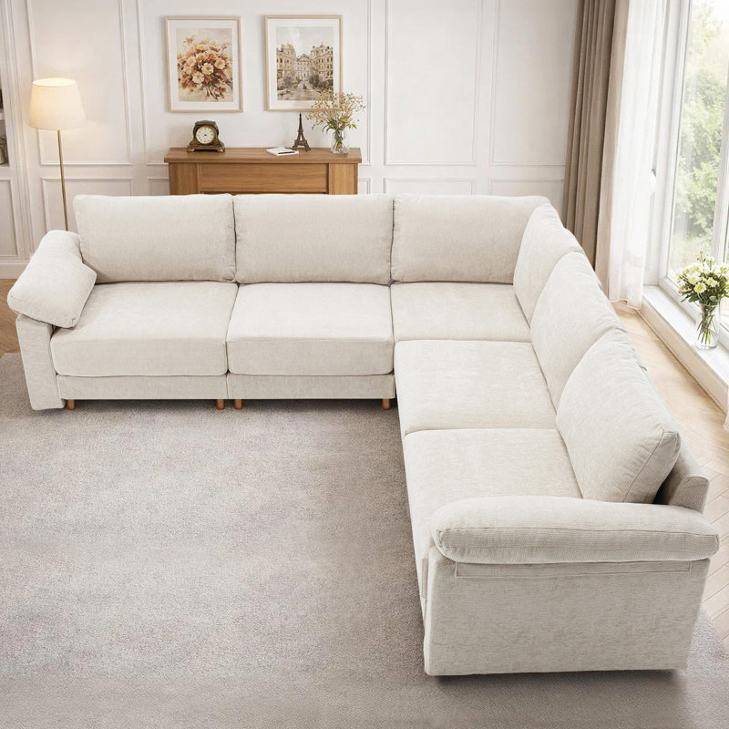 Canapé modulaire moderne pour le salon, Chenille beige