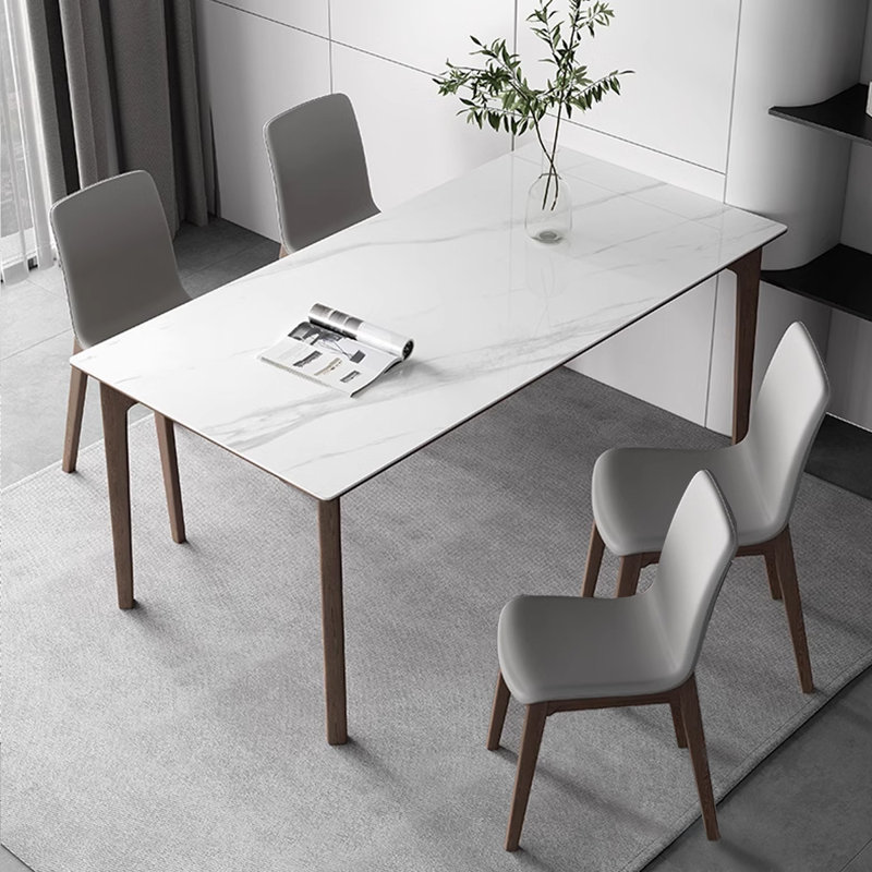 Table de salle à manger rectangulaire en pierre frittée, H 29,53 po x L 63 po x l 31,5 po