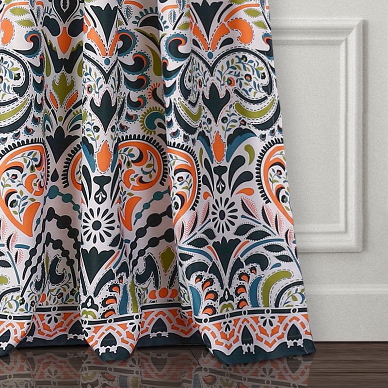 Paire de rideaux obscurcissant avec passe-tringle Damask, Pêche rosée