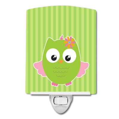 Owl and Stripes Ceramic Night Light