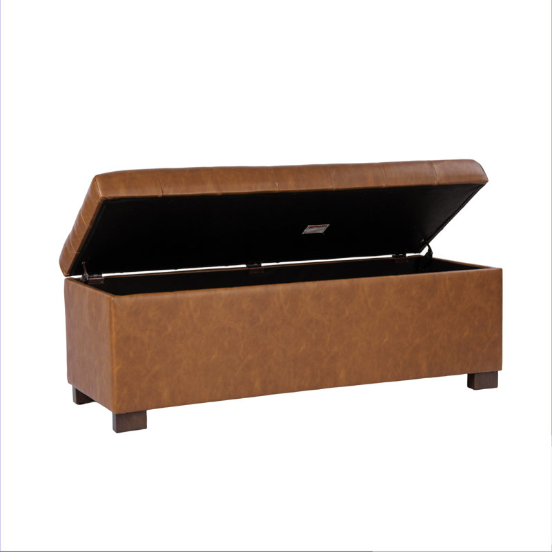  Large Tufted Storage Bench - Carmel Faux Leather, Brown