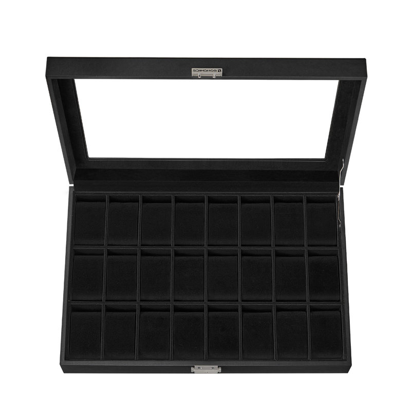 Lockable 24-Slot Rectangle Watch Box