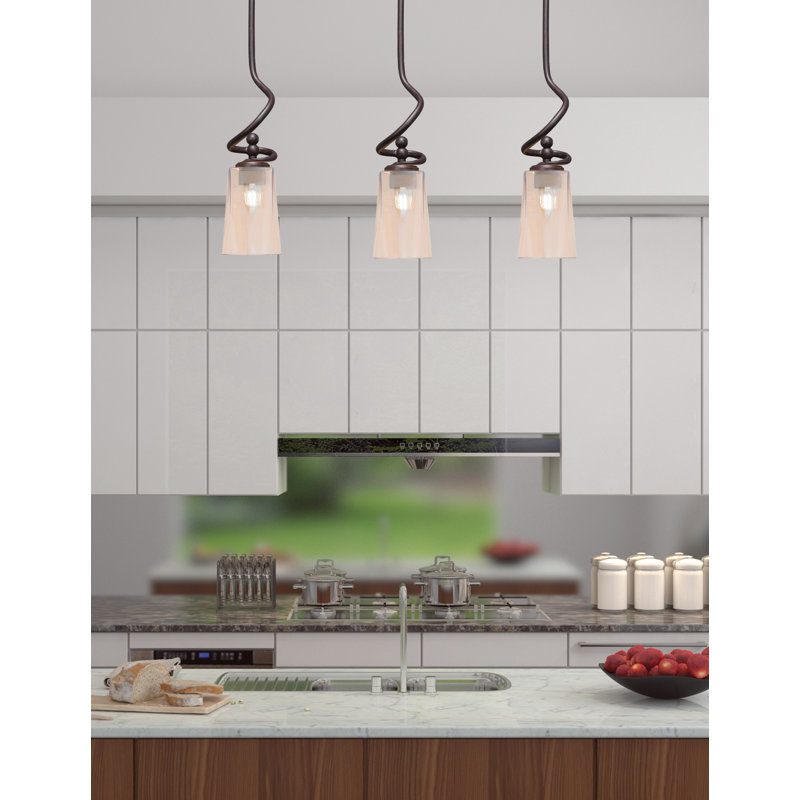 Suspension Sadea Stem Hung Mini présentée en fini granit foncé avec verre ambré dégradé de 11,4 cm de largeur x 16,5 cm de hauteur
