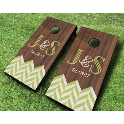 2' x 4' Chevron Wedding Solid Wood Cornhole Set with Bags