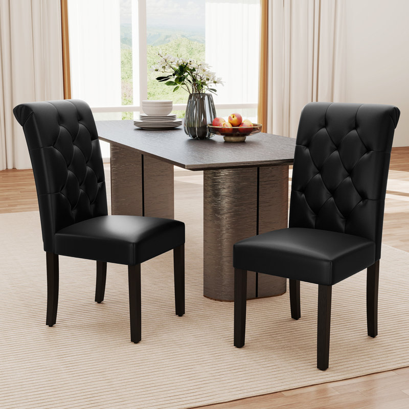 Chaise parsons capitonnée Barbagallo, Similicuir noir