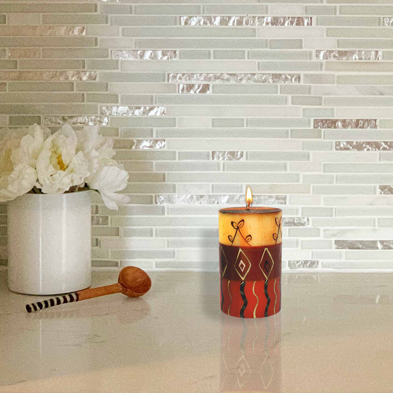 Unscented Pillar Candle, Orange/Brown/Black