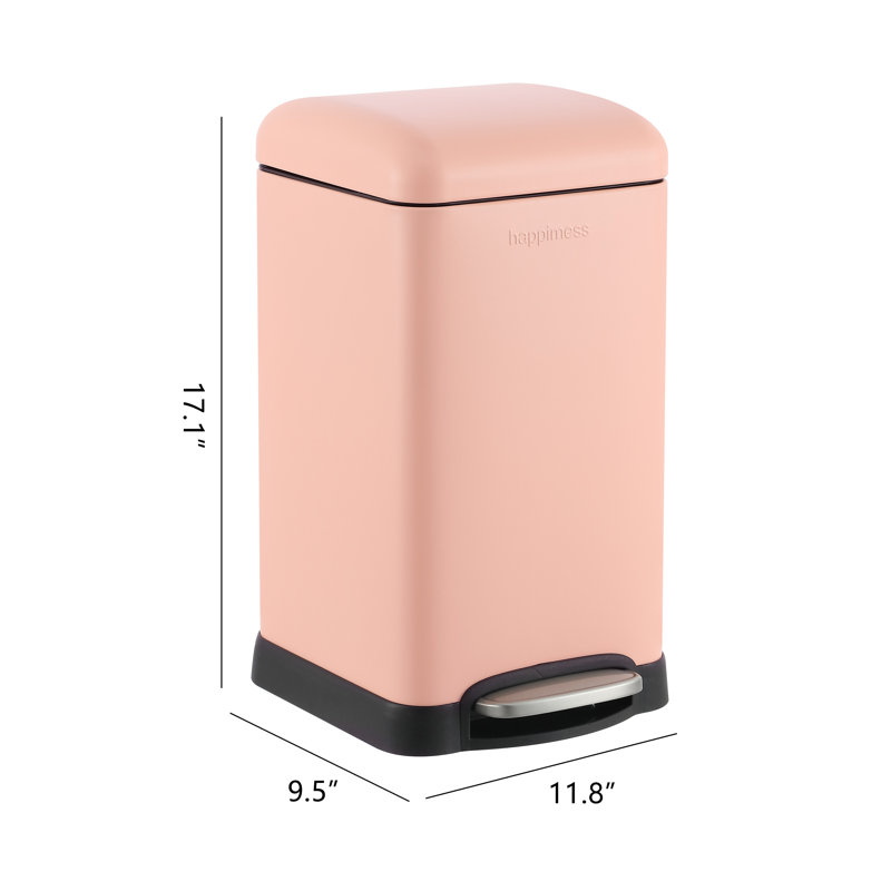 Poubelle à pédale Betty Retro Steel, Flamant rose, 3,2 gallons