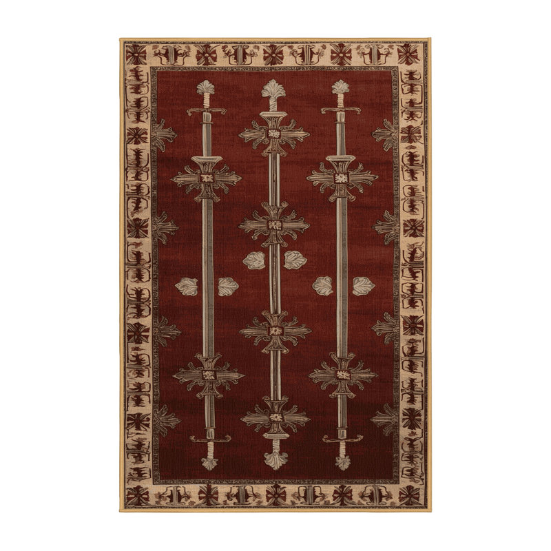 Machine Washable French Brown Area Rug, Rectangle 3' x 5'