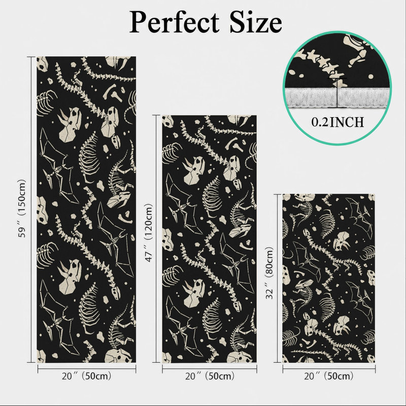 Fossil Print Non-Slip Washable Kitchen Mats