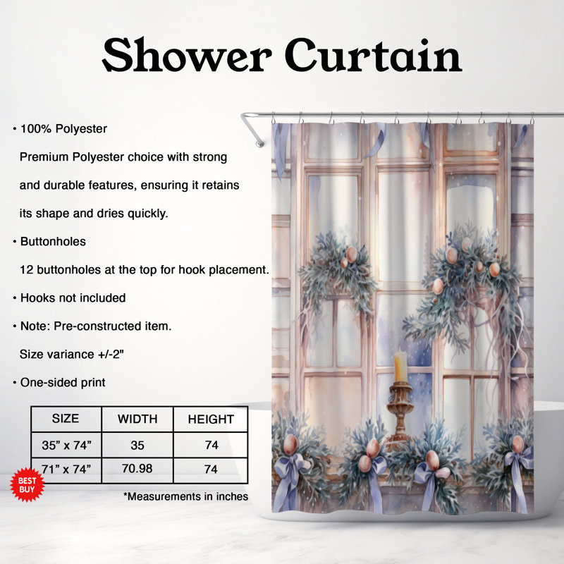 Festive Illumination - Rideau de douche Premium, H 74 po x l 71 po