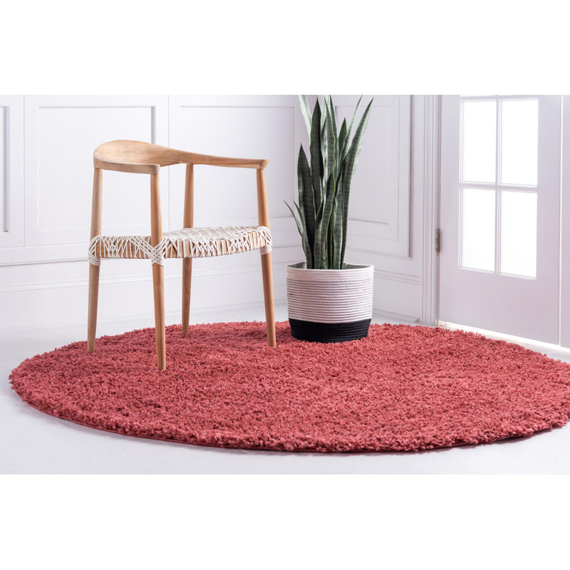 Wemoorland Red Area Rug, Round 5'3"