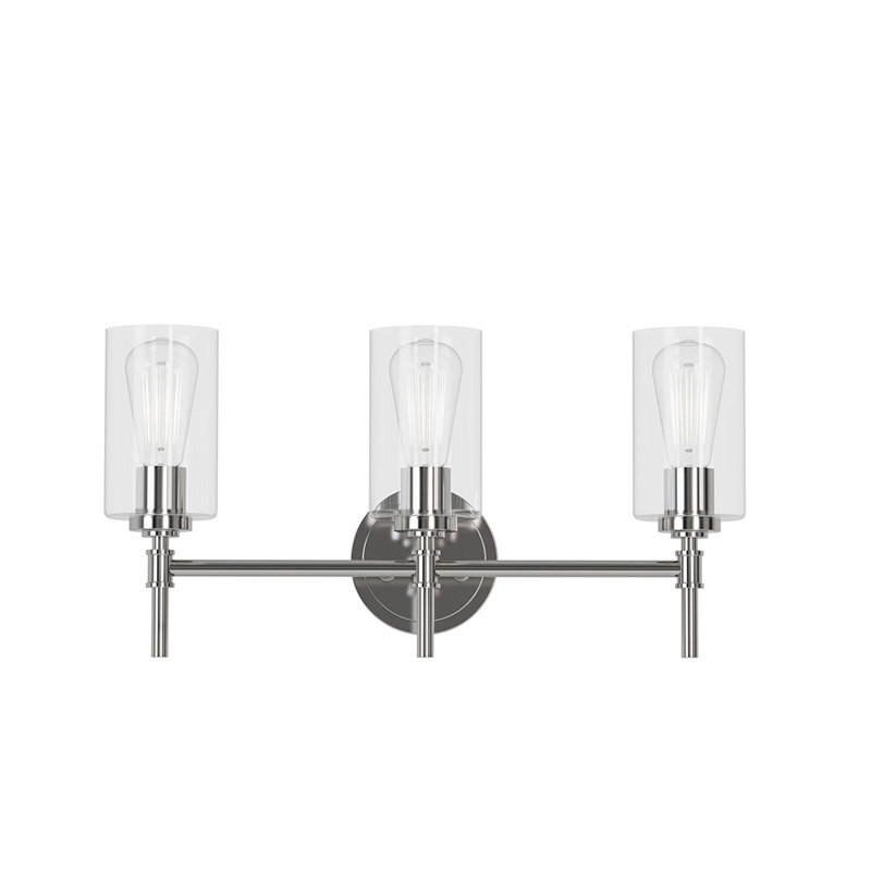 Éclairage pour salle de bain 3 lumières 5,44 po Wexton, Clair, Nickel brossé