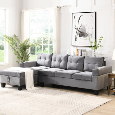 Canapé modulaire Anmol Living Room - 4 places avec méridienne et porte-gobelet